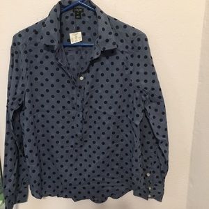 NWT J Crew med polka dot pop over